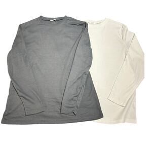 Ekouaer Set of Two Waffle Knit Thermal Shirts Gray and White Size L